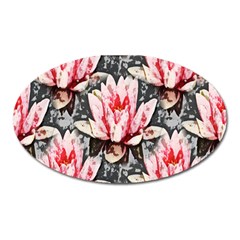 Water Lily Background Pattern Oval Magnet by Nexatart