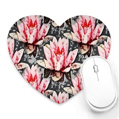 Water Lily Background Pattern Heart Mousepads by Nexatart