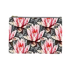 Water Lily Background Pattern Cosmetic Bag (large)  by Nexatart