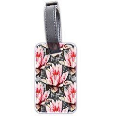 Water Lily Background Pattern Luggage Tags (two Sides) by Nexatart