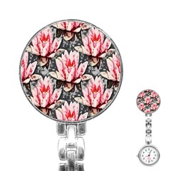 Water Lily Background Pattern Stainless Steel Nurses Watch by Nexatart