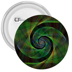 Green Spiral Fractal Wired 3  Buttons by Nexatart