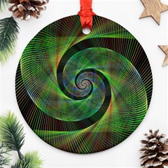 Green Spiral Fractal Wired Ornament (round) by Nexatart