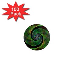 Green Spiral Fractal Wired 1  Mini Magnets (100 Pack)  by Nexatart