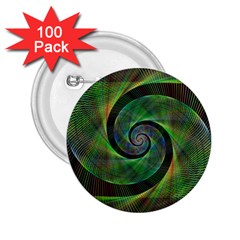 Green Spiral Fractal Wired 2 25  Buttons (100 Pack)  by Nexatart