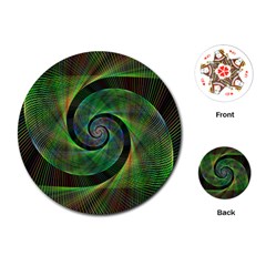 Green Spiral Fractal Wired Playing Cards (round)  by Nexatart