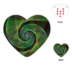 Green Spiral Fractal Wired Playing Cards (heart)  by Nexatart