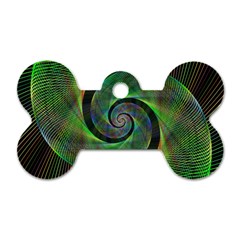 Green Spiral Fractal Wired Dog Tag Bone (one Side) by Nexatart