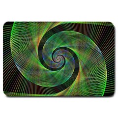 Green Spiral Fractal Wired Large Doormat  by Nexatart