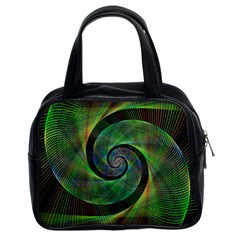 Green Spiral Fractal Wired Classic Handbags (2 Sides) by Nexatart