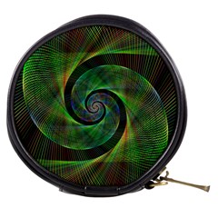 Green Spiral Fractal Wired Mini Makeup Bags by Nexatart