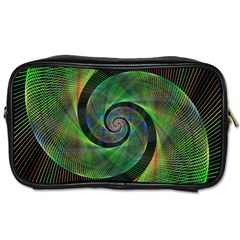 Green Spiral Fractal Wired Toiletries Bags by Nexatart