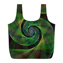 Green Spiral Fractal Wired Full Print Recycle Bags (l) 