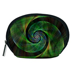 Green Spiral Fractal Wired Accessory Pouches (medium)  by Nexatart