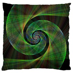 Green Spiral Fractal Wired Large Flano Cushion Case (two Sides) by Nexatart