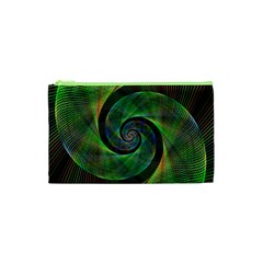 Green Spiral Fractal Wired Cosmetic Bag (xs) by Nexatart