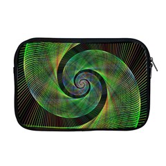 Green Spiral Fractal Wired Apple Macbook Pro 17  Zipper Case by Nexatart