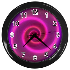 Pink Background Neon Neon Light Wall Clocks (black) by Nexatart