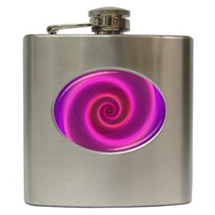 Pink Background Neon Neon Light Hip Flask (6 Oz) by Nexatart