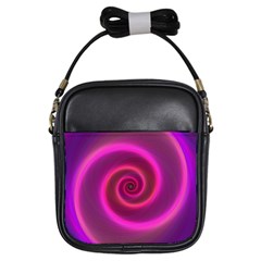 Pink Background Neon Neon Light Girls Sling Bags by Nexatart