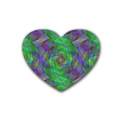 Fractal Spiral Swirl Pattern Rubber Coaster (heart)  by Nexatart