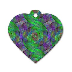 Fractal Spiral Swirl Pattern Dog Tag Heart (two Sides) by Nexatart