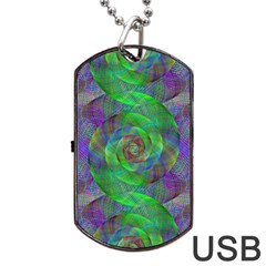 Fractal Spiral Swirl Pattern Dog Tag Usb Flash (two Sides) by Nexatart