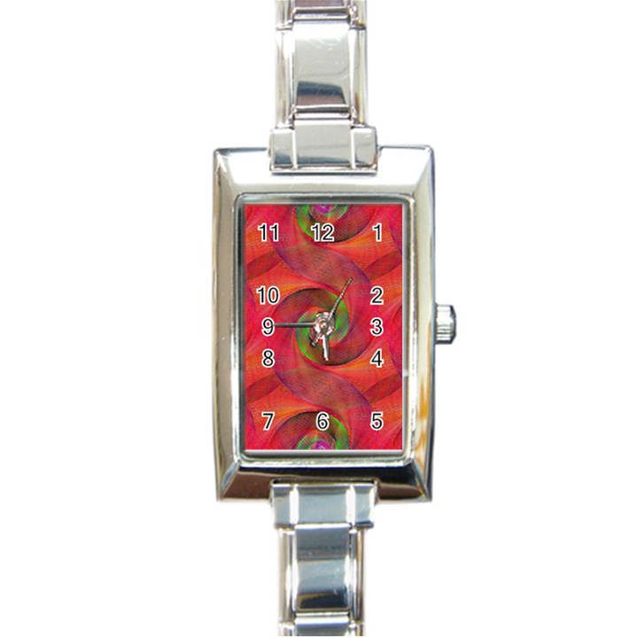 Red Spiral Swirl Pattern Seamless Rectangle Italian Charm Watch