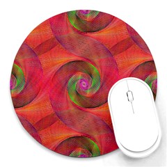 Red Spiral Swirl Pattern Seamless Round Mousepads by Nexatart