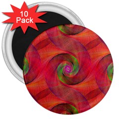 Red Spiral Swirl Pattern Seamless 3  Magnets (10 Pack)  by Nexatart