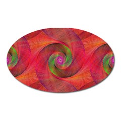 Red Spiral Swirl Pattern Seamless Oval Magnet by Nexatart