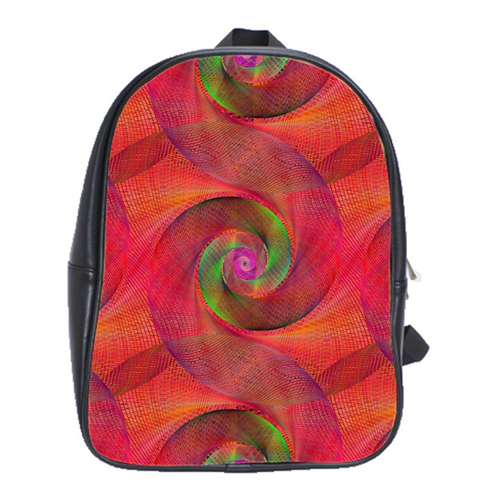 Red Spiral Swirl Pattern Seamless School Bag (Large)