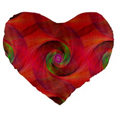 Red Spiral Swirl Pattern Seamless Large 19  Premium Flano Heart Shape Cushions by Nexatart