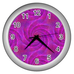 Pink Abstract Background Curl Wall Clocks (silver)  by Nexatart