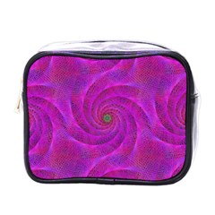 Pink Abstract Background Curl Mini Toiletries Bags by Nexatart