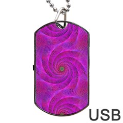 Pink Abstract Background Curl Dog Tag Usb Flash (one Side) by Nexatart