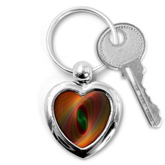 Ellipse Fractal Orange Background Key Chains (heart)  by Nexatart