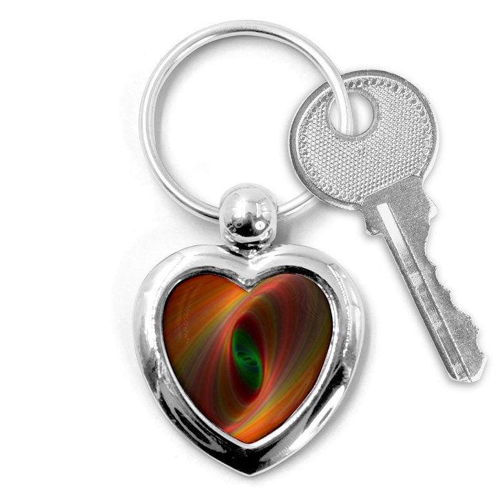 Ellipse Fractal Orange Background Key Chains (Heart) 