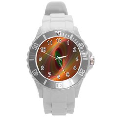 Ellipse Fractal Orange Background Round Plastic Sport Watch (l) by Nexatart