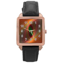 Ellipse Fractal Orange Background Rose Gold Leather Watch  by Nexatart