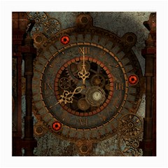 Steampunk, Awesome Clocks Medium Glasses Cloth by FantasyWorld7