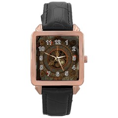 Steampunk, Awesome Clocks Rose Gold Leather Watch  by FantasyWorld7