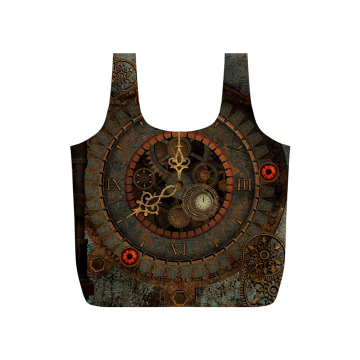 Steampunk, Awesome Clocks Full Print Recycle Bags (S) 