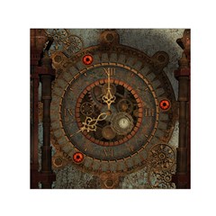 Steampunk, Awesome Clocks Small Satin Scarf (square) by FantasyWorld7