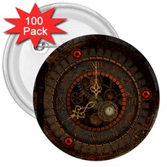 Steampunk, Awesome Clocks 3  Buttons (100 Pack)  by FantasyWorld7