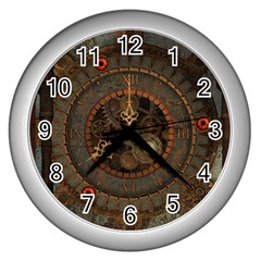 Steampunk, Awesome Clocks Wall Clocks (silver)  by FantasyWorld7