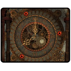 Steampunk, Awesome Clocks Fleece Blanket (medium)  by FantasyWorld7