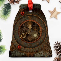 Steampunk, Awesome Clocks Bell Ornament (two Sides) by FantasyWorld7