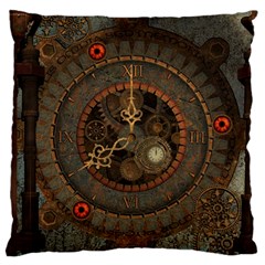 Steampunk, Awesome Clocks Large Cushion Case (one Side) by FantasyWorld7