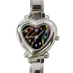 Rainbow Ribbons Heart Italian Charm Watch by Nexatart